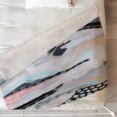 Deny Designs Rolling Abstract Blanket In Black;white