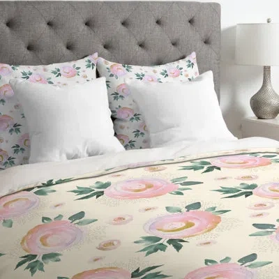 Deny Designs Rose Duvet Cover In Pink,beige