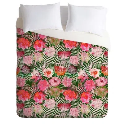 Deny Designs Rose Duvet Cover In Pink,green