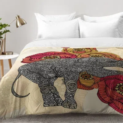 Deny Designs Rosebud Comforter Set In Gray,red
