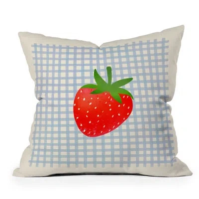 Deny Designs Rosebudstudio Strawberry Sunshine Throw Pillow In Blue