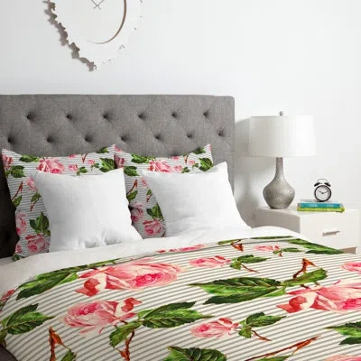 Deny Designs Roses And Duvet Cover Set In Pink,green