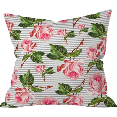 Deny Designs Roses And Stripes Indoor/outdoor Throw Pillow
