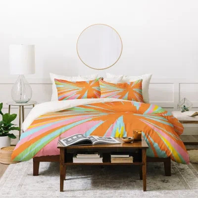 Deny Designs Rosie 3 Piece Duvet Cover Set In Orange,green