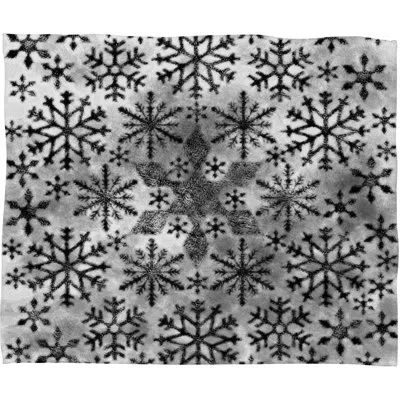 Deny Designs Ruby Door Snow Leopard Snowflake Plush Throw In Black;white