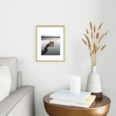 Deny Designs Rustic Bones Coffee Cheers Metal Framed Art Print In Gold