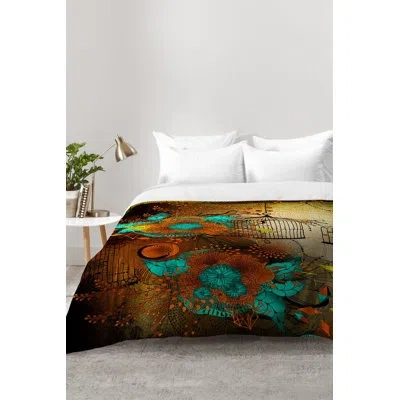 Deny Designs Rusty Lace Comforter Set In Orange,blue,cream