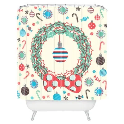 Deny Designs Sam Osborne Christmas Wreath Single Shower Curtain