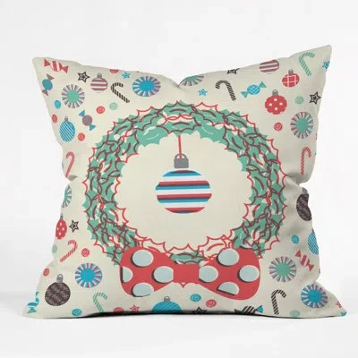 Deny Designs Sam Osborne Christmas Wreath Throw Pillow