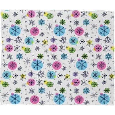 Deny Designs Sam Osborne Snowflake Doodles Plush Throw Blanket In White