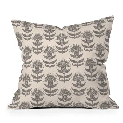 Deny Designs Schatzi Brown Aurelia Floral Gray Throw Pillow