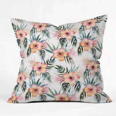 Deny Designs Schatzi Brown Honolua Tropical Indoor/outdoor Throw Pillow In White,orange
