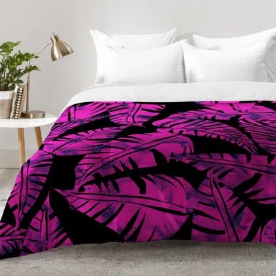 Deny Designs Schatzi Brown Lani Kai Leaf Magenta Comforter Set In Purple