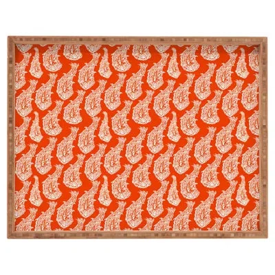 Deny Designs Sea Collection 5 Bamboo Serving Tray In Red