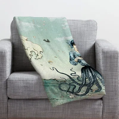 Deny Designs Sea Fairy Throw Blanket In Blue;green