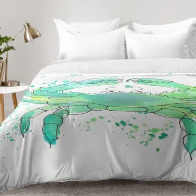 Deny Designs Seafoam Crab Comforter Set In Green,cream