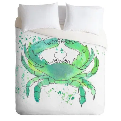 Deny Designs Seafoam Green Crab By Laura Trevey Lightweight Duvet Cover