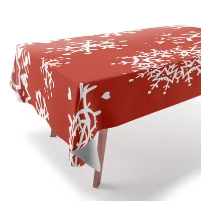 Deny Designs Sheila Wenzel-ganny Big Snowflakes Tablecloth In Red