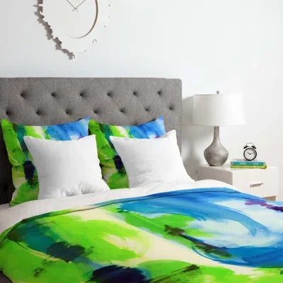 Deny Designs Shot Of Lime Duvet Cover Set In Blue,green