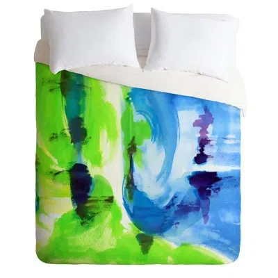 Deny Designs Shot Of Lime Lightweight Duvet Cover In Green,blue