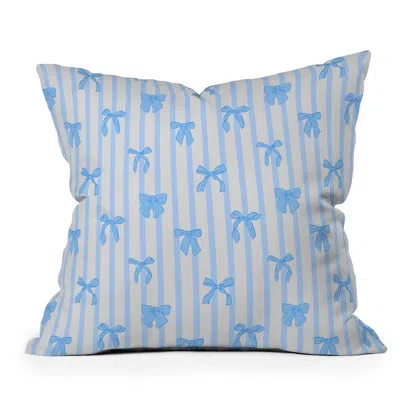 Deny Designs Showmemars Elegant Blue Bows And Stripes Throw Pillow