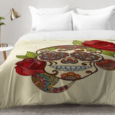 Deny Designs Skull Comforter Set In Red,green