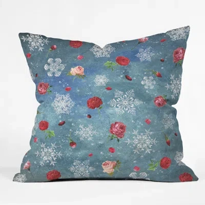 Deny Designs Snow And Roses Indoor/outdoor Throw Pillow