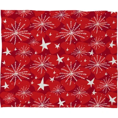 Deny Designs Snow And Stars Plush Fleece Throw In Red
