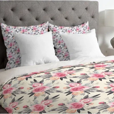 Deny Designs Snow Rose Duvet Cover In Pink