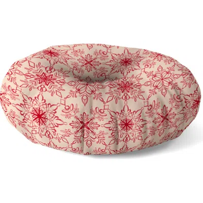 Deny Designs Snowflake Print Floor Pillow In Red