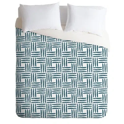Deny Designs Social Proper Wasserweave Duvet Cover Set In Green