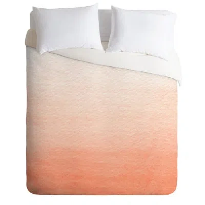 Deny Designs Social Proper White/pink Microfiber Duvet Cover Set In White,pink