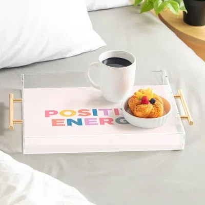 Deny Designs Socoart Positive Energy I Acrylic Tray In Pink