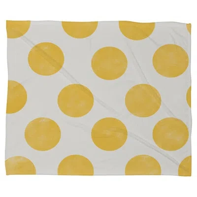 Deny Designs Spring Dots Fleece Throw In White;yellow