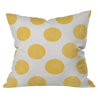 Deny Designs Spring Dots Outdoor Throw Pillow In White;yellow