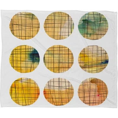 Deny Designs Squared Circle Fleece Throw Blanket In Orange