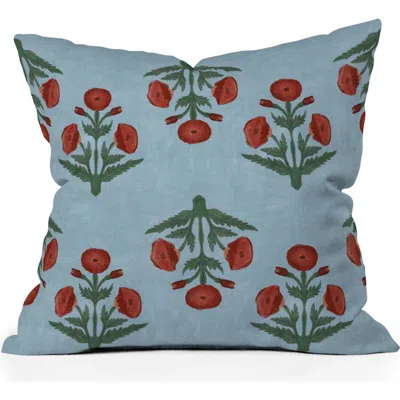 Deny Designs Stripe & Lobster Print Throw Pillow In Blue