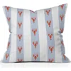 Deny Designs Stripe & Lobster Print Throw Pillow In Blue