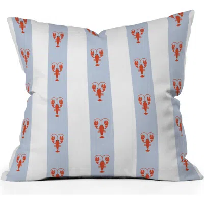 Deny Designs Stripe & Lobster Print Throw Pillow In Blue