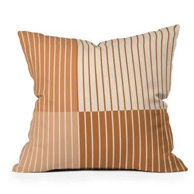 Deny Designs Striped Indoor/outdoor Reversible Throw Pillow In Brown;orange;cream