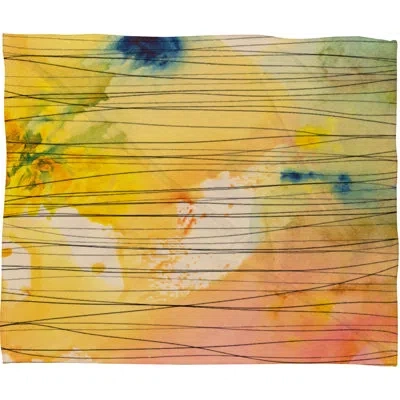 Deny Designs Stripy Collage Fleece Throw In Yellow