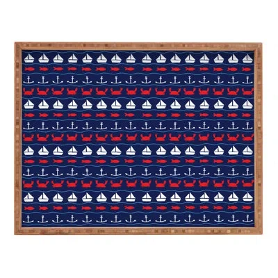 Deny Designs Summer Ottoman/coffee Table Tray In Blue