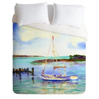 Deny Designs Summer Sail By Laura Trevey Lightweight Duvet Cover In Blue,green