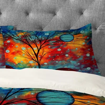 Deny Designs Summer Snow Pillowcase In Blue;orange