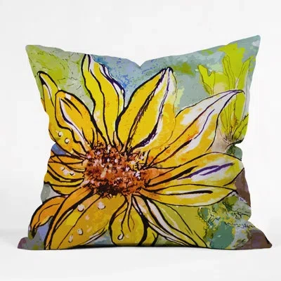 Deny Designs Sunflower Ribbon Indoor/outdoor Throw Pillow In Yellow