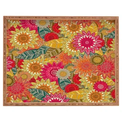 Deny Designs Sunshine Garden Ottoman/coffee Table Tray In Yellow