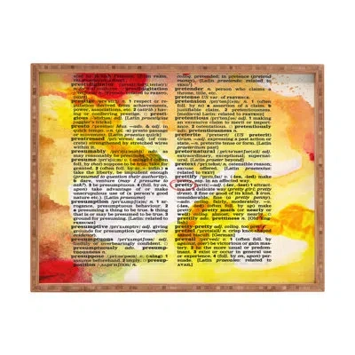 Deny Designs Susanne Kasielke Pretty Dictionary Art Ottoman/coffee Table Tray In Yellow