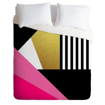 Deny Designs Sweet And Glamorous Duvet Cover Set In Black;pink;gold