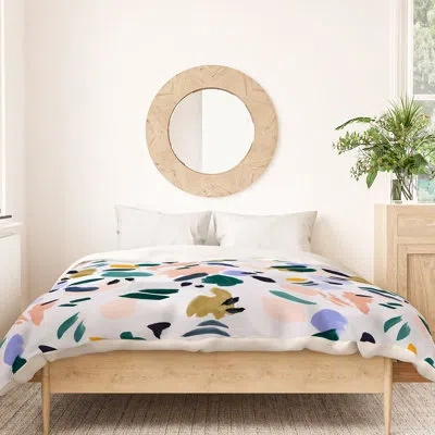 Deny Designs Terrazzo Brushstrokes Duvet Cover Set In Purple,black,white