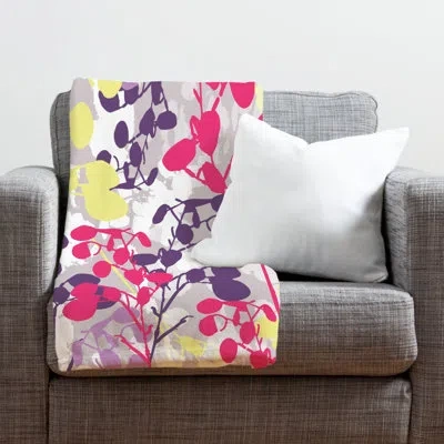 Deny Designs Textured Honesty Throw Blanket In Yellow;pink;purple